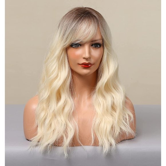 OmbrePlatinum Blonde -Curtain Bangs - Picture 4 of 7